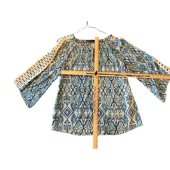 Zac & Rachel Top Women's Large Blue Printed 100% Polyester Long Sleeve Pullover - Picture 7 of 7